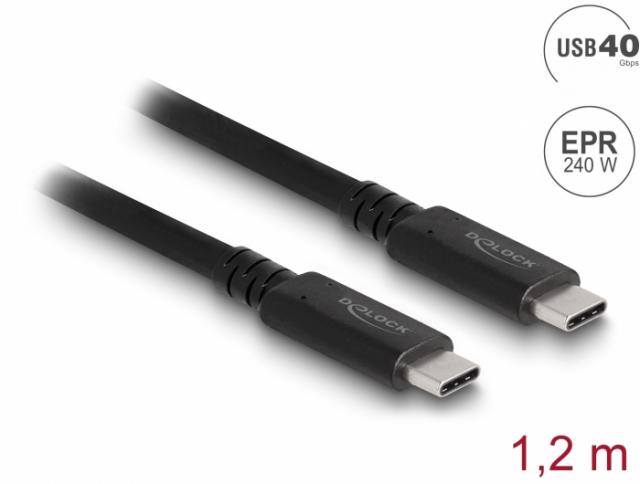 Delock USB4 40 Gbps Coaxial Cable 1.2 m USB PD 3.1 Extended Power Range 240 W 