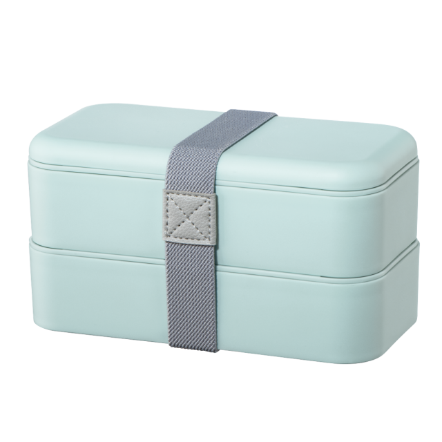 Xavax To Go  Bento Box, 2 Stackable Lunchboxes, 500 ml per Chamber, pastel blue 