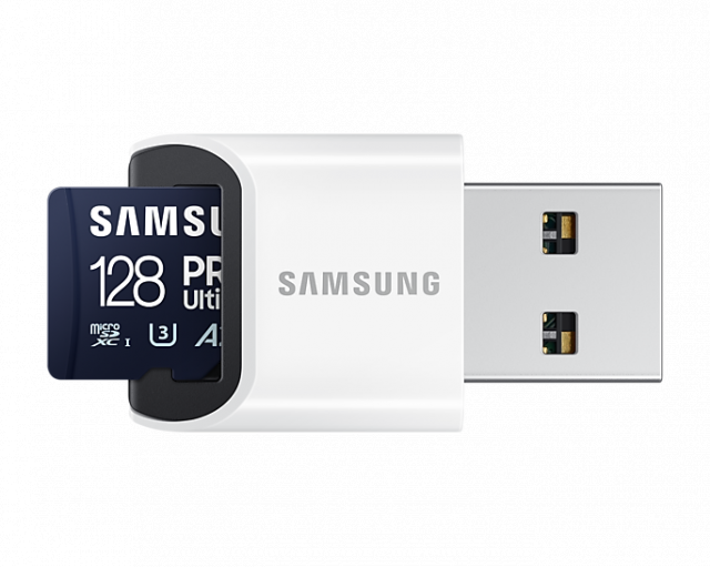 Карта памет Samsung PRO Ultimate, microSDXC, UHS-I, 128GB, Адаптер, USB четец 