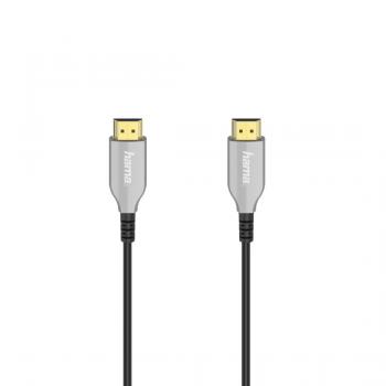 Оптичен активен кабел HAMA Optical, HDMI мъжко - HDMI мъжко, Ethernet, 18 Gbit/s, 15м, Позл.конектори, Черен