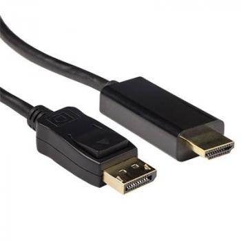 Кабел ACT AK3992, DisplayPort мъжко - HDMI-A мъжко, 5 м, Черен, Булк