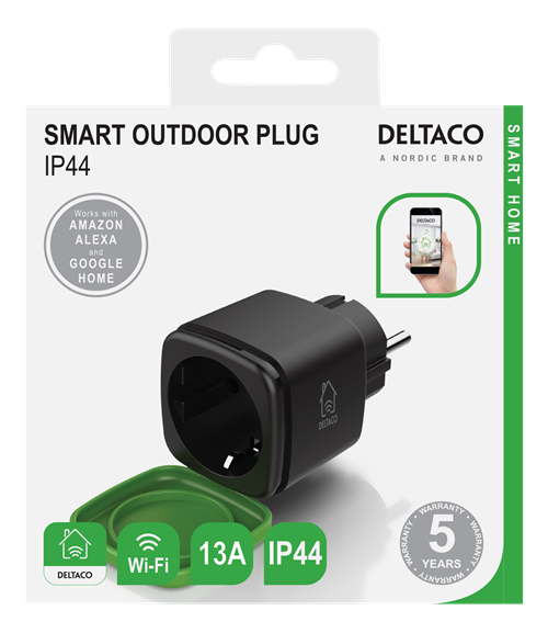 DELTACO SMART HOME smart outdoor plug, WiFi 2,4GHz, IP44 