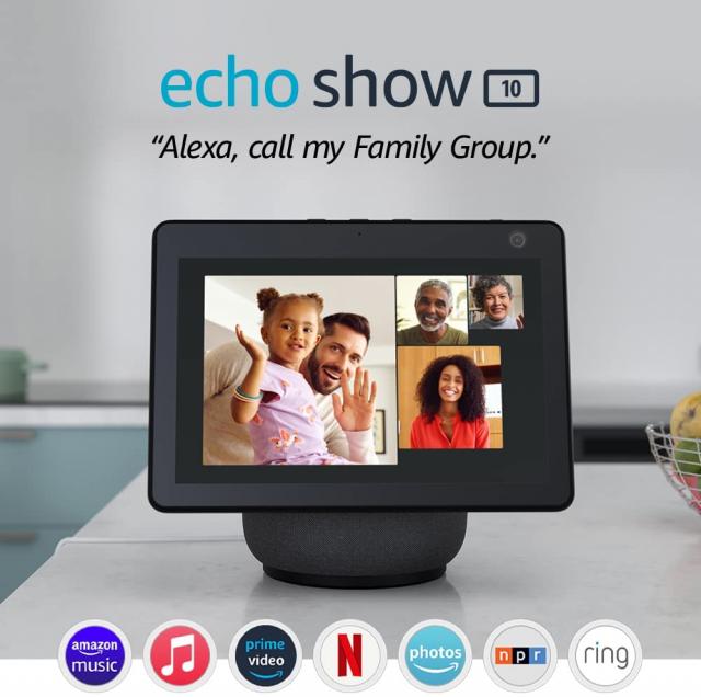 Смарт тонколона Amazon Echo Show 10 (Gen 3), Сензорен екран, Гласов асистент, Черна 