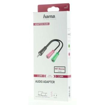 Hama Audio Adapter, 4-pin 3.5 mm Jack Plug - 2 x 3-pin 3.5 mm Jack Headset 