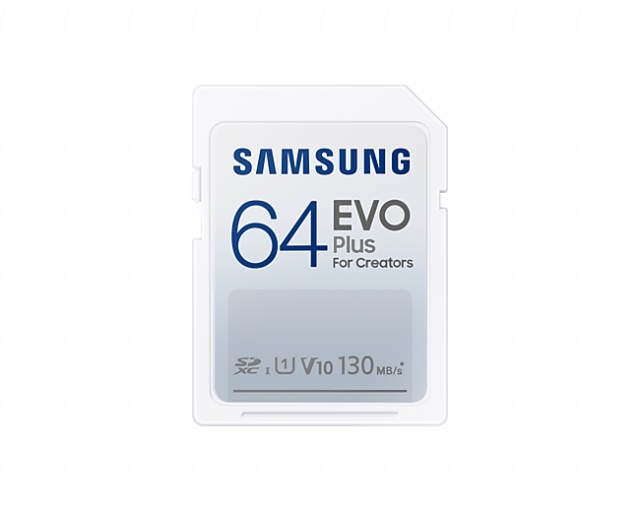 Карта памет Samsung EVO Plus, SD Card, 64GB, Бяла 