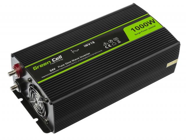 Инвертор GREEN CELL 24V/1000W  чиста синусоида 