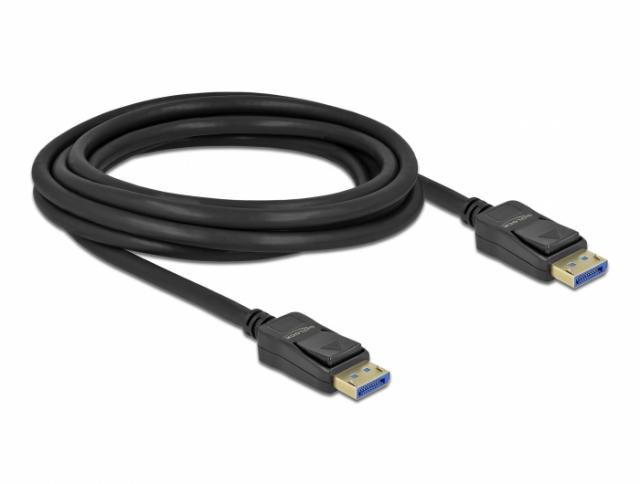 Кабел Delock DisplayPort 2.0 мъжко - DisplayPort 2.0 мъжко, 3.0м, 54 Gb/s, Черен 