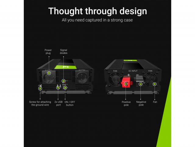 Инвертор GREEN CELL 24V/1500W  чиста синусоида 