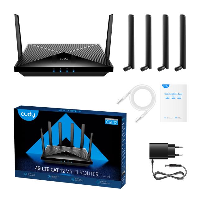 Wireless Router Cudy LT12, AC1200, 4G, LTE CAT 12, 2.4/5 GHz, 300 - 867 Mbps 