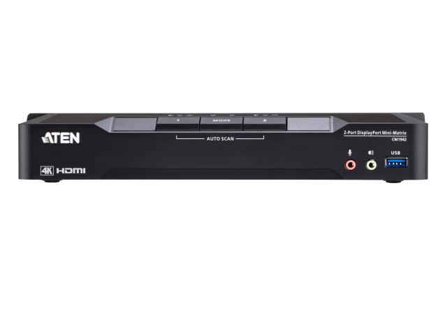 KVM switch ATEN CM1942, 2-ports, USB, HDMI, DisplayPort, Mini-Matrix Boundless 