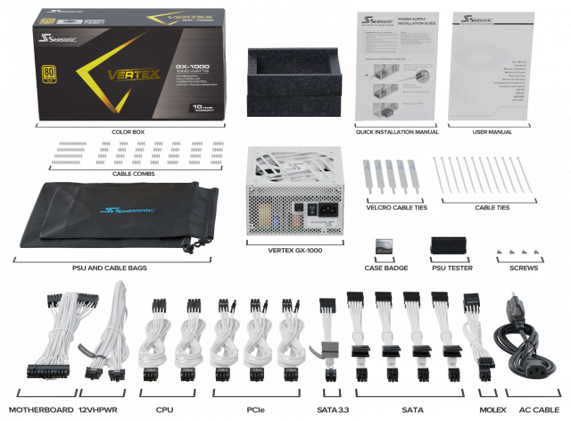 Power Supply SEASONIC VERTEX GX-1000 1000W, White 