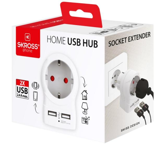 Travel Adapter SKROSS home USB power hub with a socket extender 