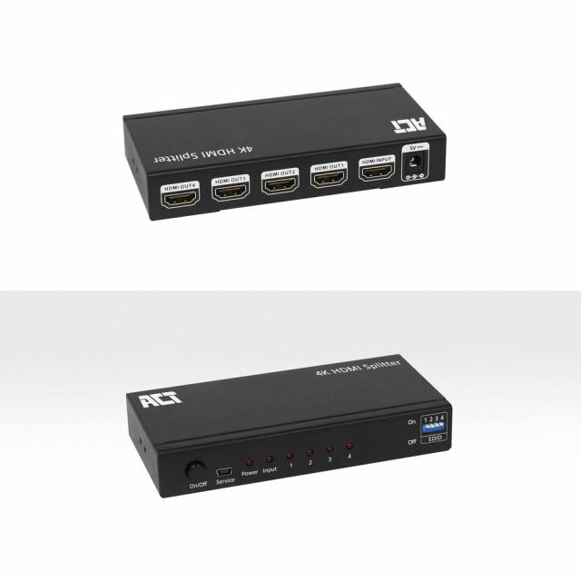 ACT 4K HDMI splitter, 1 in 4 out, EDID support 