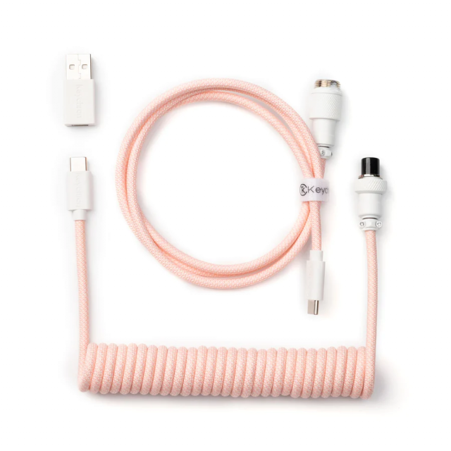 Кабел за клавиатура Keychron Coiled Aviator Light Pink 