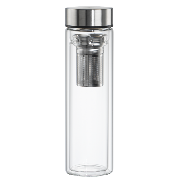 Xavax To Go Glass Bottle, 450ml, with Protective Sleeve, Insert, for Carbonated & Hot/Cold 