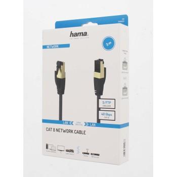 Мрежов пач кабел HAMA S/FTP, CAT 8, RJ-45 - RJ-45, 40Gbit/s, 3.0 m, Halogen-free, Черен 