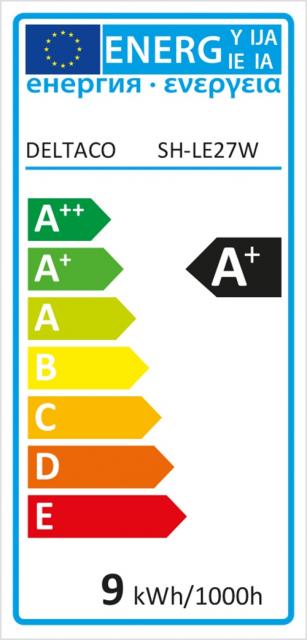 Смарт крушка DELTACO SH-LE27W, Е27, WiFI 2.4GHz, 9W, 810lm, димираща, Бяла 