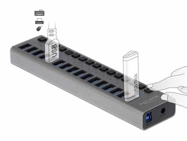 Delock External USB Hub with 16 Ports, DELOCK-63739 