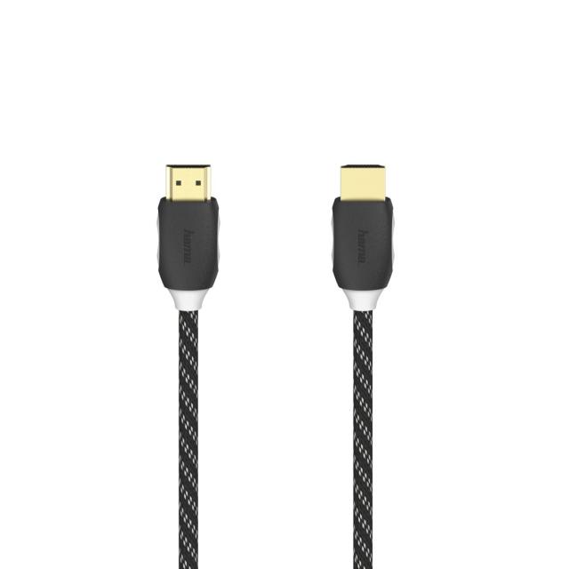 Hama High Speed HDMI™ Cable, Plug-Plug, Ethernet,Fabric,Gold-plated,black, 1.5 m 