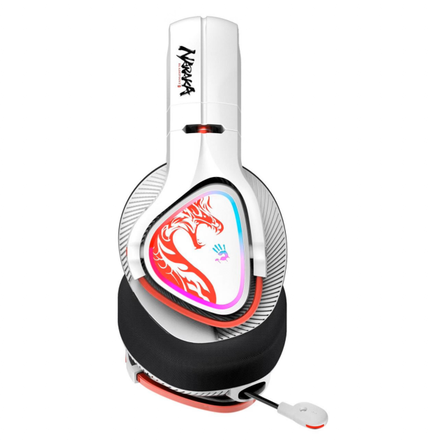 Gaming headphone A4TECH Bloody MR720 Naraka, RGB, Bluetooth + USB, White 