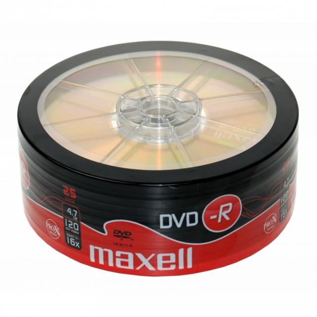 DVD-R MAXELL, 4,7 GB, 16x, 25 pk 