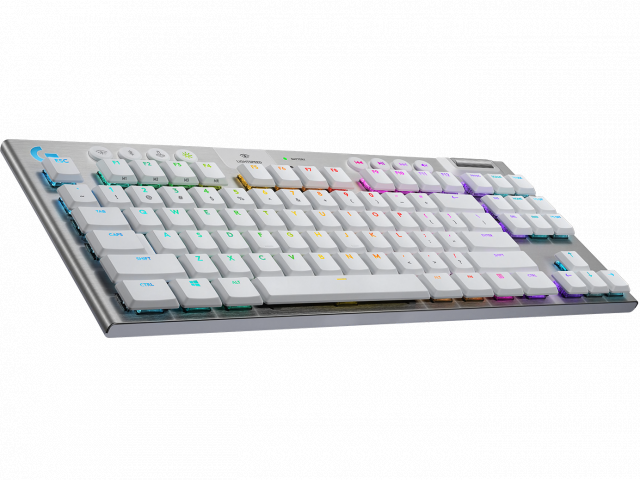 Безжична геймърска механична клавиатура Logitech, G915 TKL White Lightsync RGB, Tactile суичове 