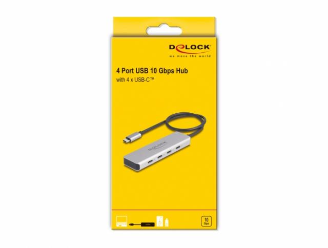 USB хъб Delock 64231, USB-C - 4 x USB-C, 10 Gbps 