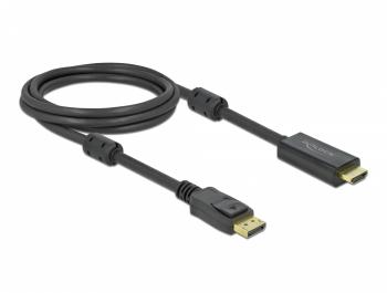 Кабел Delock DisplayPort мъжко - HDMI мъжко, 2 м., 4K 60Hz, Черен