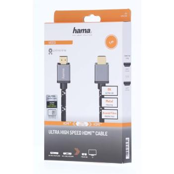 Кабел HAMA Ultra HD, HDMI мъжко - HDMI мъжко, 8K, 48GB/s,метал, 2 м, Позл. конектори, Черен 