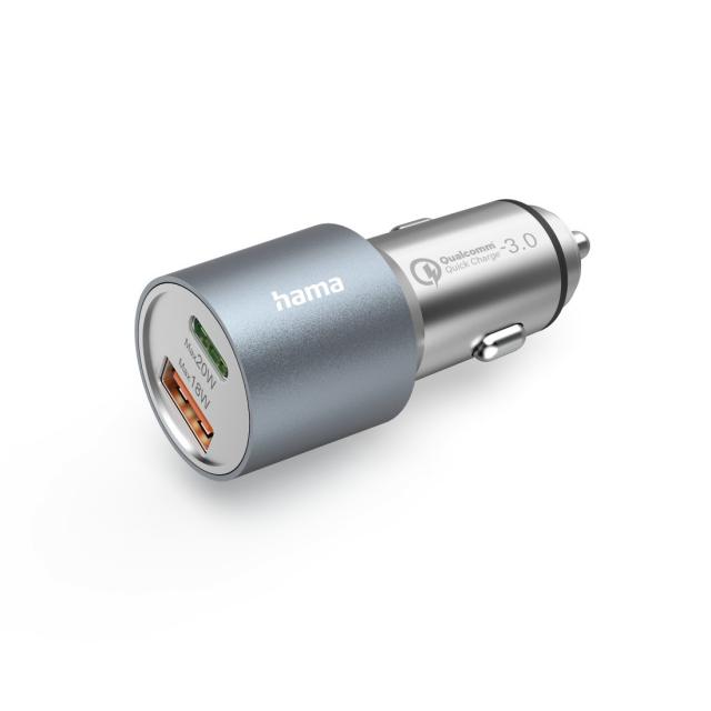 HAMA Бързо зарядно за кола, 1x USB-C PD, 1x USB-A QC, 38 W, 201639 