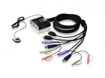 2-Port USB HDMI/Audio Cable KVM Switch with Remote Port Selector