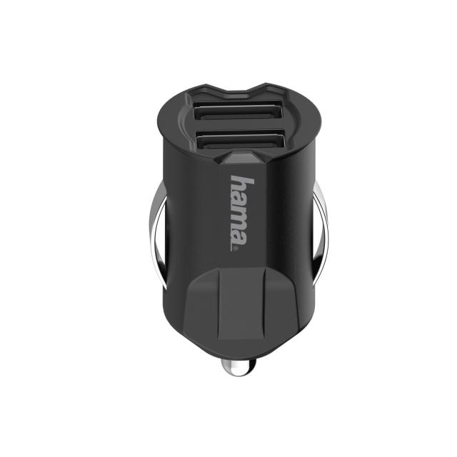 Hama USB Car Charger, 2-port, 5V/10.5W, Black 