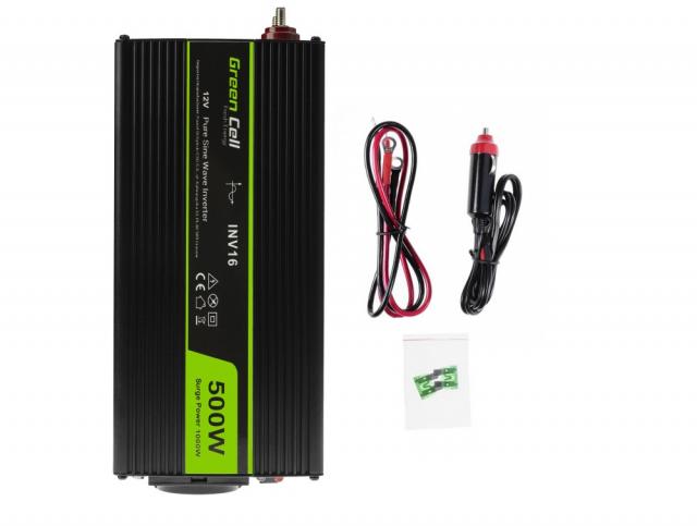 Inverter 12/220 V  DC/AC 500W/1000W  Pure sine wave GREEN CELL 