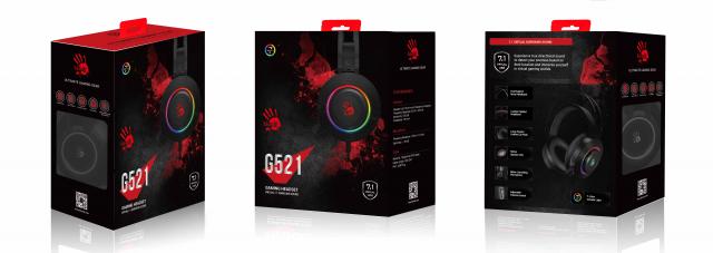 Gaming Earphone A4TECH Bloody G521, Microphone, black and red 