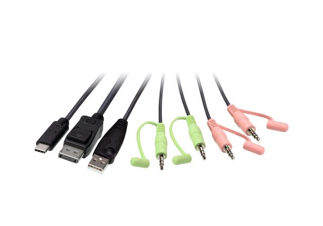 ATEN 2-Port USB-C DisplayPort Hybrid Cable KVM Switch 