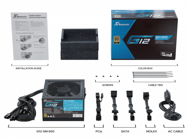 Power Supply Unit Seasonic G12 GM-650, 650W, 80+ GOLD 