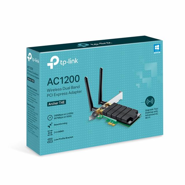 Безжичен адаптер TP-LINK Archer T4E, AC1200 dual band, PCI-EX, две външни антени 