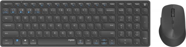 Wireless Keyboard Set RAPOO 9700M, Multi mode, Bluetooth, 2.4Ghz, Dark gray 