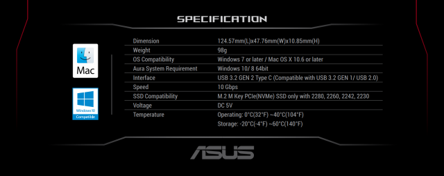 Чекмедже за SSD ASUS ROG Strix Arion Lite, Черен 