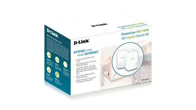 D-Link PowerLine AV2 1000 HD Gigabit Starter Kit, 1000 Mbps, Twin Pack, DHP-601AV/E 