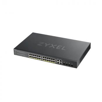 Switch Zyxel 24-Port Gigabit Ethernet Smart Managed PoE+ Switch with 375 Watt Budget and 4 Gigabit Combo Ports and Hybrid mode