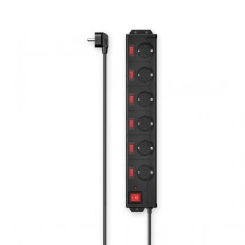 Hama Power Strip, 6-Way, 90°, Indiv. Switchable, 1.4 m, 223160