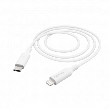 Кабел за зареждане/Дата HAMA, USB-C - Type-C/Lightning, 1м, бял