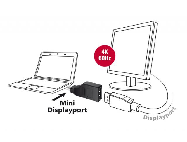 Delock Adapter mini DisplayPort 1.2 male > DisplayPort female 4K 90° 