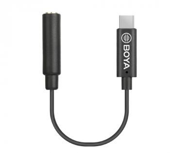 Адаптер BOYA 3.5mm TRS женски към USB-C мъжки, 6cm, BY-K4