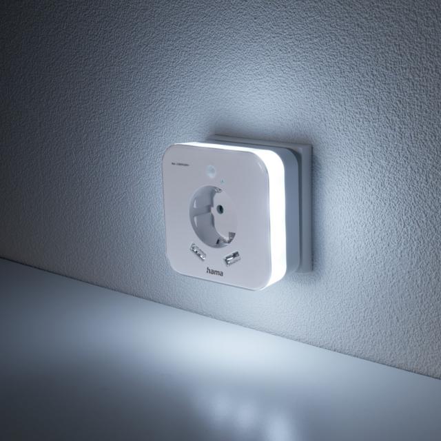 Hama LED Night Light with Socket, 2 USB Outputs, 223498 