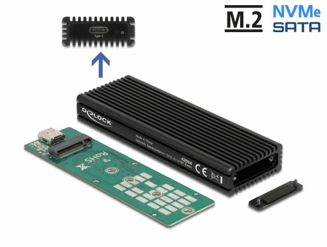 Външно чекмедже Delock за M.2 NVMe PCIe или SATA SSD, USB-C 3.2 Gen 2 