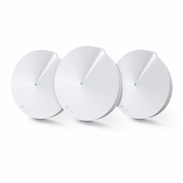 Безжичен рутер TP-Link Deco M5, AC1300, 2.4/5 GHz, 400 -  867 Mbps, Gigabit, (3-pack) 