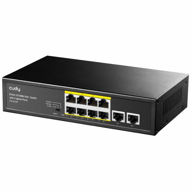 Switch Cudy FS1010P, 8-Port 10/100M PoE+ Switch with 2 Uplink Ports 