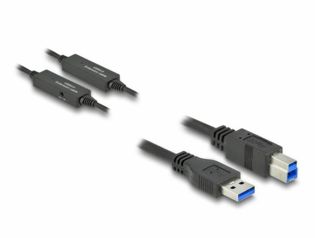 Кабел Delock USB-A - USB-B, USB 3.2, 10м 